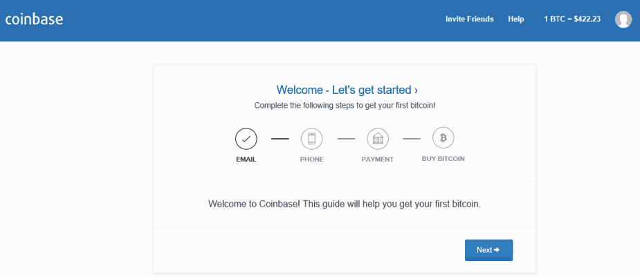 فتح الحساب Coinbase